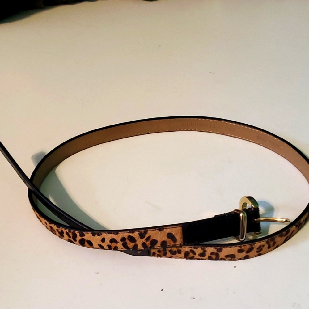 New Oscar women's L leopard print hair, leather belt